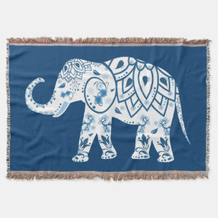 Sierlijk Geblauwd Olifant Motief Deken