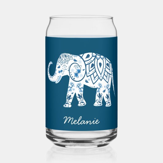 Sierlijk Geblindeerde Blauwe Olifant Persoonlijk Blikvorm Glas (Voorkant)