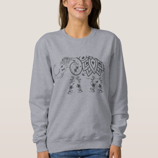 Sierlijk Geborduurd Olifant Trui (Voorkant)