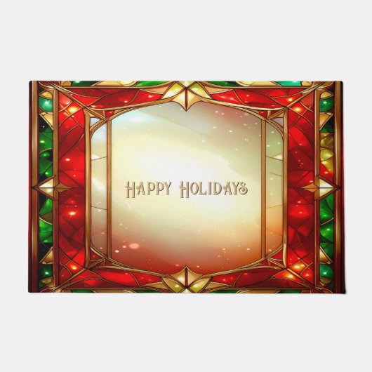 Sierlijk Gebrandschilderd Glas Patroon Kerstmat Deurmat (Voorkant)