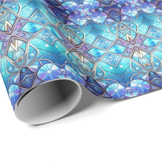 Sierlijk gekleurd glas kerst verpakkings papier (Rol Hoek)