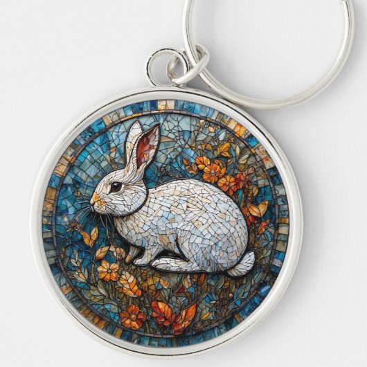 Sierlijk gekleurd glas met konijn sleutelhanger (Voorkant)