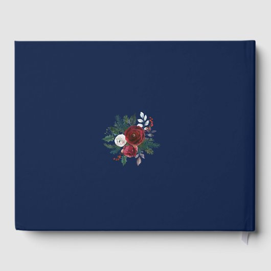 Sierlijk geometrisch burgundy marineblauw bloemig  gastenboek (Achterkant)