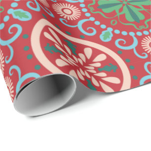 Sierlijk geometrisch patroon met cirkelvormige mot cadeaupapier