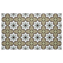 Sierlijk geometrisch patroon met witte bloemen stof