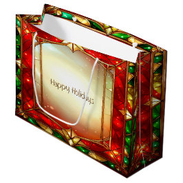 Sierlijk Glas-in-Lood Patroon Kerstcadeautas Groot Cadeauzakje