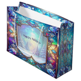 Sierlijk Glas-in-Lood Patroon Kerstcadeautas Groot Cadeauzakje