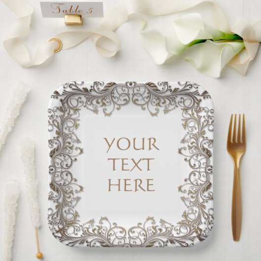 Sierlijk Goud Ontwerp Je Eigen  Papieren Bordje (Huwelijk)