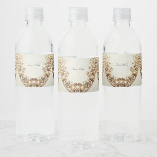 Sierlijk Gouden Bloem Waterfles Label Etiket