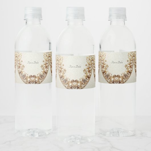 Sierlijk Gouden Bloem Waterfles Label Etiket (Flessen)