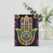 Sierlijk Gouden Derde Oog Hamsa Briefkaart (Staand voorkant)