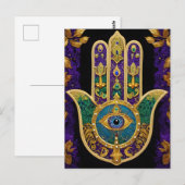 Sierlijk Gouden Derde Oog Hamsa Briefkaart (Voorkant / Achterkant)
