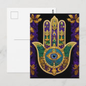 Sierlijk Gouden Derde Oog Hamsa Briefkaart (Voorkant / Achterkant)