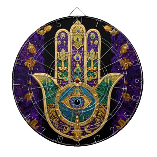 Sierlijk Gouden Derde Oog Hamsa Dartbord (Voorkant)