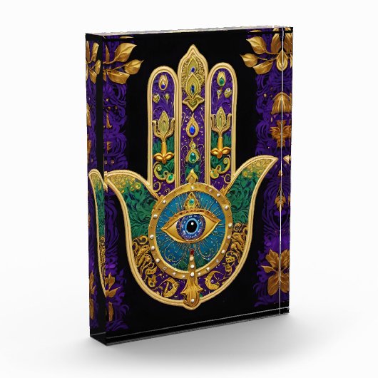 Sierlijk Gouden Derde Oog Hamsa Fotoblokken (Links)
