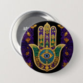 Sierlijk Gouden Derde Oog Hamsa Ronde Button 7,6 Cm (Voorkant /achterkant)