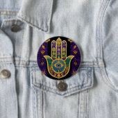 Sierlijk Gouden Derde Oog Hamsa Ronde Button 7,6 Cm (In situ)