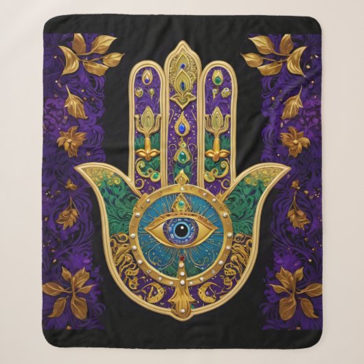 Sierlijk Gouden Derde Oog Hamsa Sherpa Deken (Voorkant)