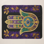 Sierlijk Gouden Derde Oog Hamsa Sherpa Deken (Voorkant (horizontaal))