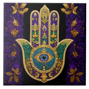 Sierlijk Gouden Derde Oog Hamsa Tegeltje