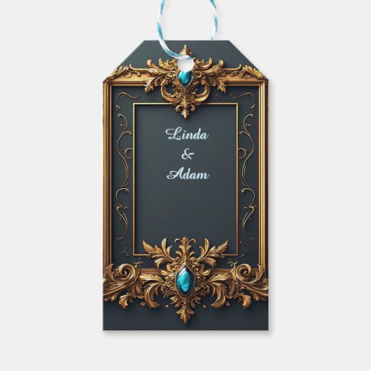 Sierlijk gouden frame met ingewikkelde details cadeaulabel (Voorkant)