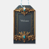 Sierlijk gouden frame met ingewikkelde details cadeaulabel (Achterkant)