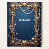 Sierlijk gouden frame met parels en hartaccenten planner (Achterkant)
