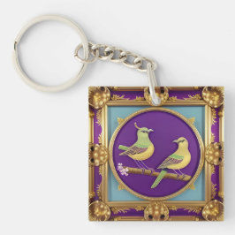 🕊️ Sierlijk gouden frame met twee vogels als lief Sleutelhanger