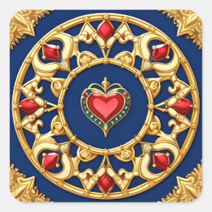 💛 Sierlijk Gouden Hart Frame Elegant Motief Kunst Vierkante Sticker