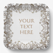 Sierlijk gouden ontwerp uw eigen papieren bordje (Voorkant)