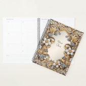 Sierlijk gouden witte bloem bruiloftsplanner planner (Display)