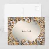 Sierlijk gouden witte bloemkaart briefkaart (Voorkant / Achterkant)