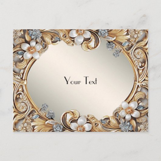 Sierlijk gouden witte bloemkaart briefkaart (Voorkant)