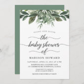 sierlijk groen Baby shower Kaart (Voorkant / Achterkant)