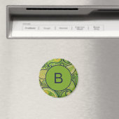 Sierlijk groen paisleymotief monogram magneet (Insitu (Vaatwasser))