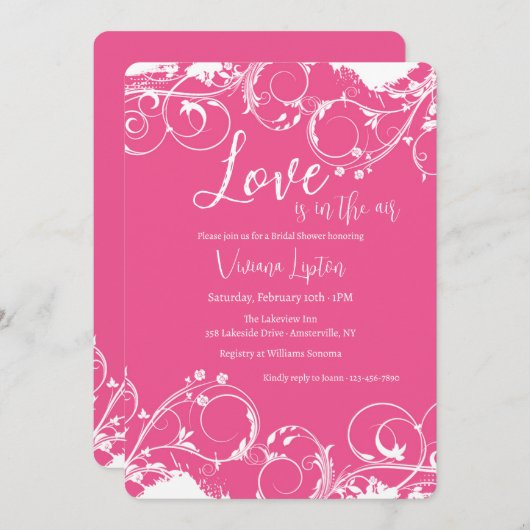 Sierlijk heet roze kaart (Voorkant / Achterkant)