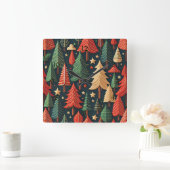 Sierlijk kerstboompatroon vierkante klok (Huis)