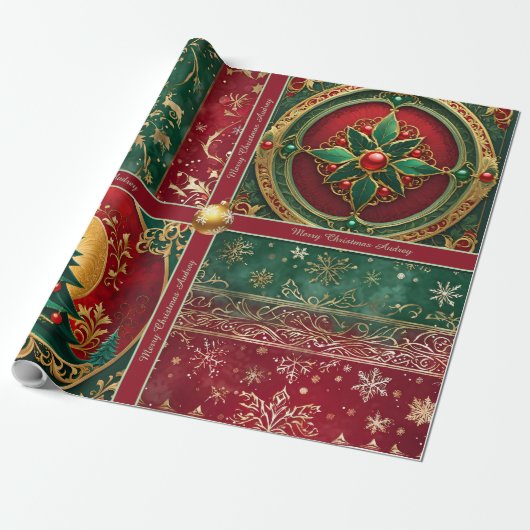 Sierlijk kerstcadeaupapier met tekst cadeaupapier (Uitgerold)