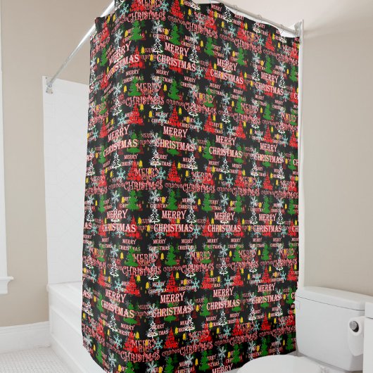 Sierlijk Kerstmis Tekstpatroonontwerp Douchegordijn