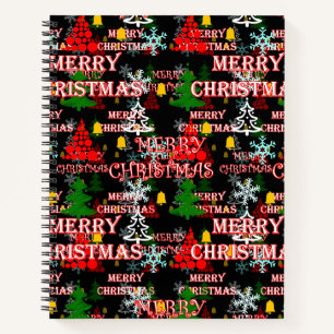Sierlijk Kerstmis Tekstpatroonontwerp Notitieboek