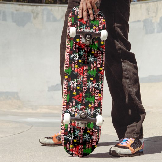 Sierlijk Kerstmis Tekstpatroonontwerp Persoonlijk Skateboard