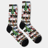 Sierlijk kerststrepenpatroonontwerp sokken (Rechts)