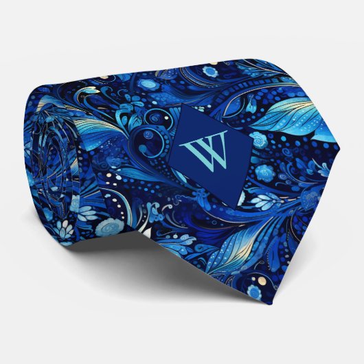 Sierlijk Kobaltblauw Botanisch Stropdas (Opgerold)