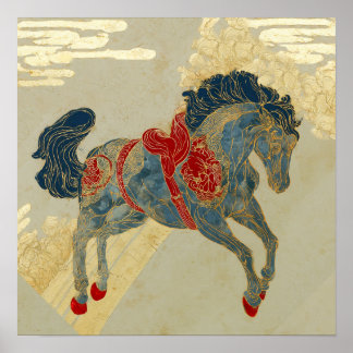 Sierlijk Koningsblauw Paard Poster