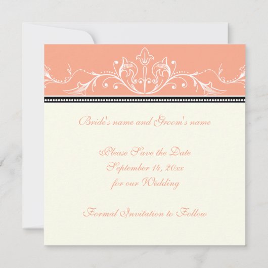 Sierlijk koraal witte Save the Date-aankondiging Save The Date (Achterkant)