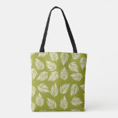 Sierlijk limoengroen bladpatroon tote bag (Achterkant)