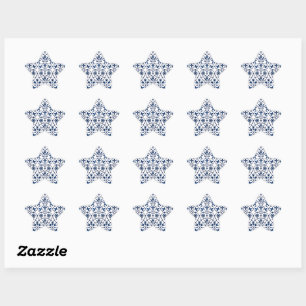 Sierlijk marineblauw op wit patroon ster sticker