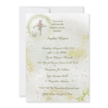 Sierlijk met Zacht groene doop uitnodiging