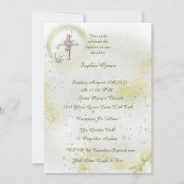 Sierlijk met Zacht groene doop uitnodiging