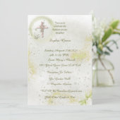 Sierlijk met Zacht groene doop uitnodiging (Staand voorkant)